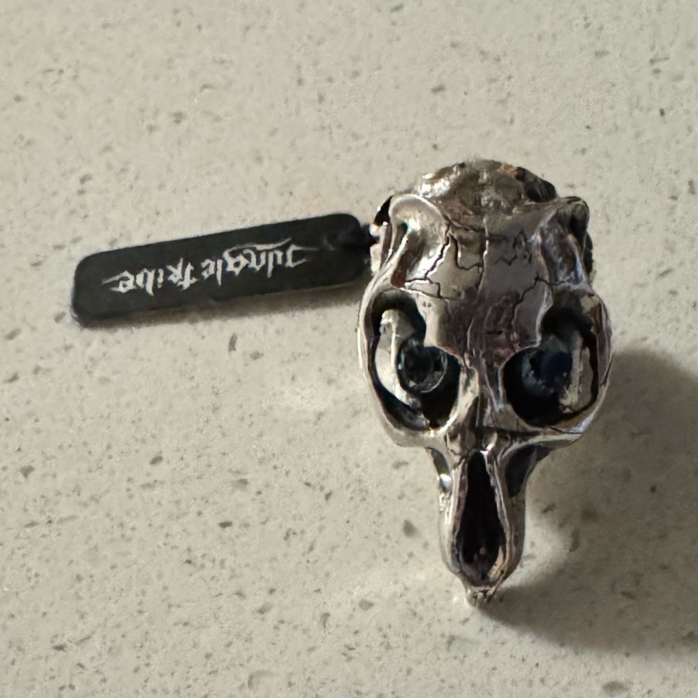 Jungle Tribe Solid Sterling Silver Wild Skull Ring with Topaz Eyes, NWT, 5.5 - Picture 6 of 8